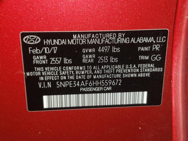 Photo 9 VIN: 5NPE34AF6HH559672 - HYUNDAI SONATA SPO 