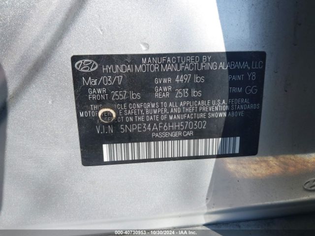 Photo 8 VIN: 5NPE34AF6HH570302 - HYUNDAI SONATA 