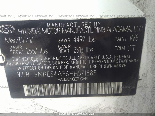 Photo 8 VIN: 5NPE34AF6HH571885 - HYUNDAI SONATA 