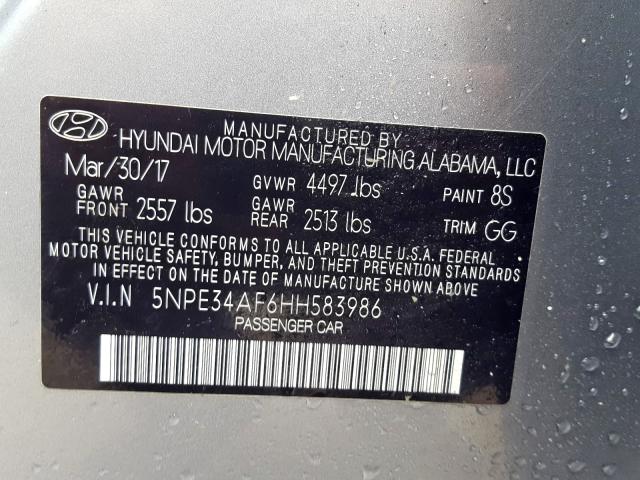 Photo 9 VIN: 5NPE34AF6HH583986 - HYUNDAI SONATA SPO 