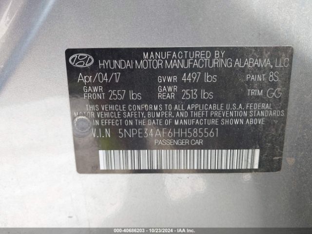 Photo 8 VIN: 5NPE34AF6HH585561 - HYUNDAI SONATA 