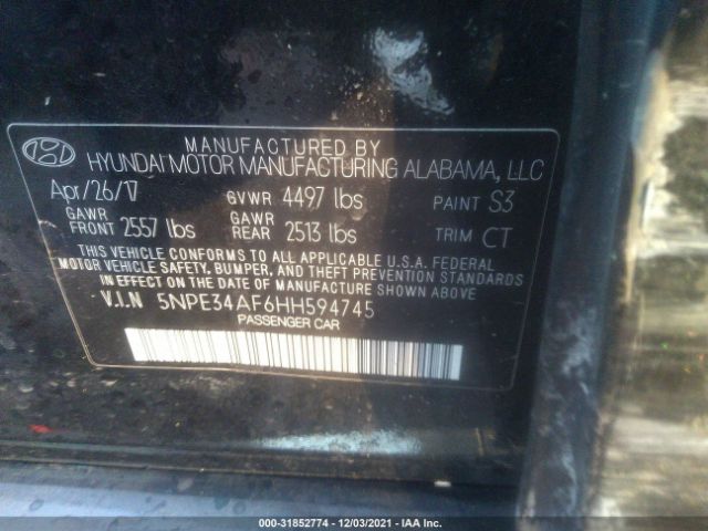 Photo 8 VIN: 5NPE34AF6HH594745 - HYUNDAI SONATA 