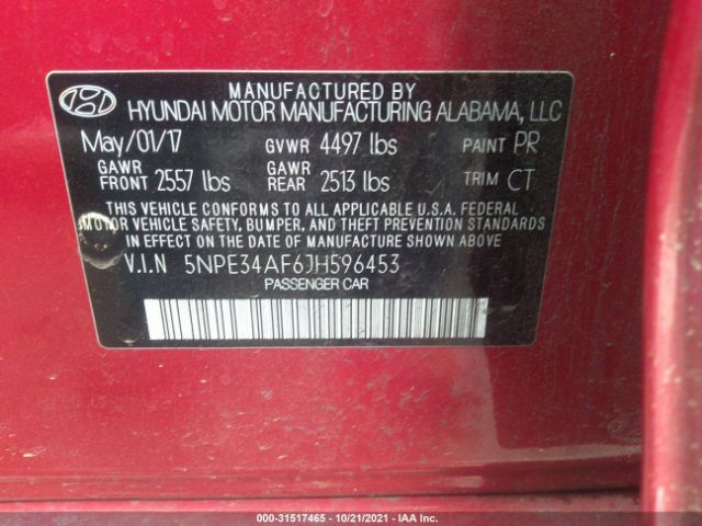 Photo 8 VIN: 5NPE34AF6JH596453 - HYUNDAI SONATA 