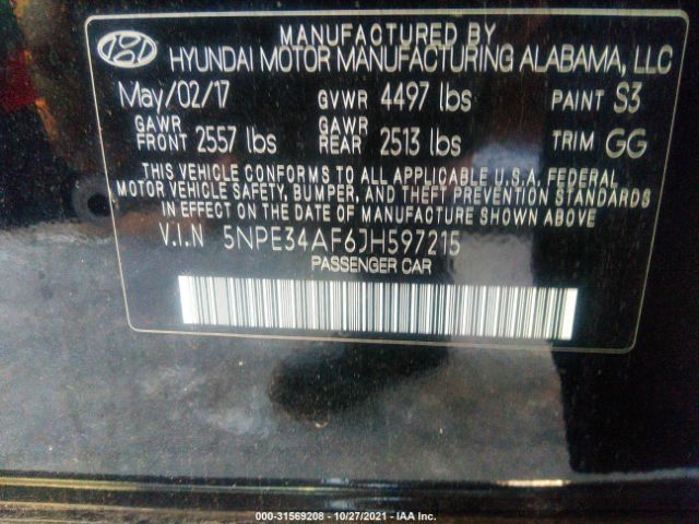 Photo 8 VIN: 5NPE34AF6JH597215 - HYUNDAI SONATA 