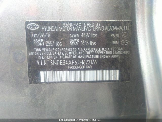 Photo 8 VIN: 5NPE34AF6JH622176 - HYUNDAI SONATA 