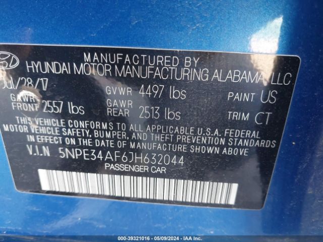 Photo 8 VIN: 5NPE34AF6JH632044 - HYUNDAI SONATA 