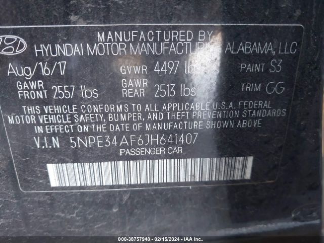 Photo 8 VIN: 5NPE34AF6JH641407 - HYUNDAI SONATA 