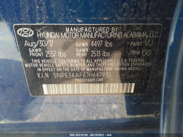 Photo 8 VIN: 5NPE34AF6JH647935 - HYUNDAI SONATA 