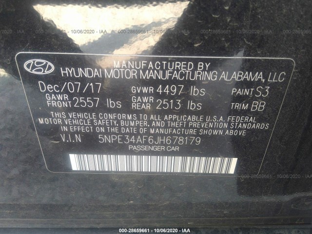 Photo 8 VIN: 5NPE34AF6JH678179 - HYUNDAI SONATA 