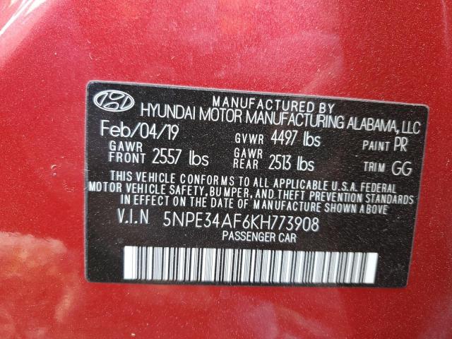 Photo 9 VIN: 5NPE34AF6KH773908 - HYUNDAI SONATA LIM 