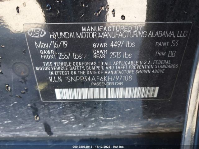 Photo 8 VIN: 5NPE34AF6KH797108 - HYUNDAI SONATA 