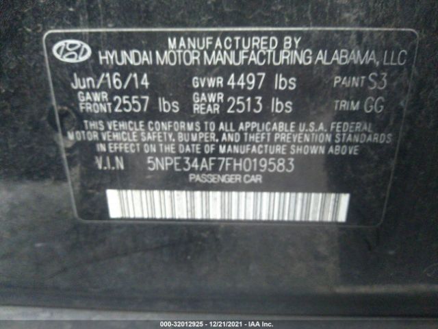 Photo 8 VIN: 5NPE34AF7FH019583 - HYUNDAI SONATA 