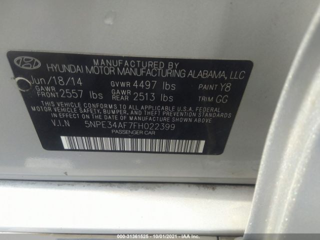 Photo 8 VIN: 5NPE34AF7FH022399 - HYUNDAI SONATA 