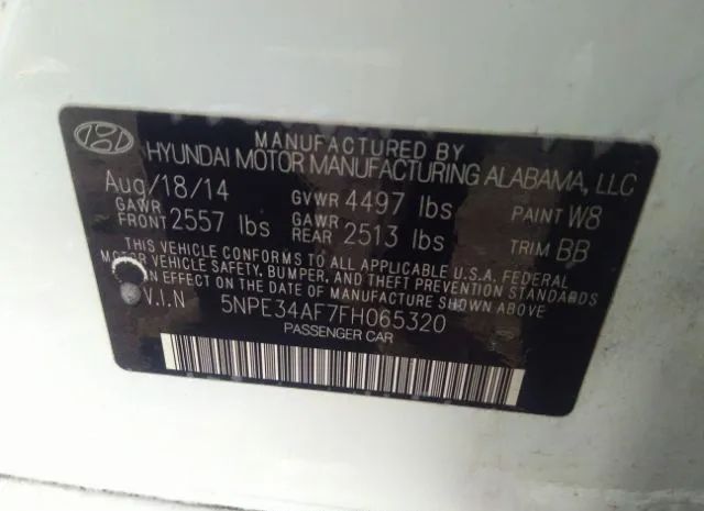 Photo 8 VIN: 5NPE34AF7FH065320 - HYUNDAI SONATA 