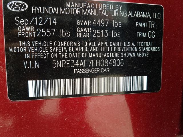 Photo 9 VIN: 5NPE34AF7FH084806 - HYUNDAI SONATA SPO 