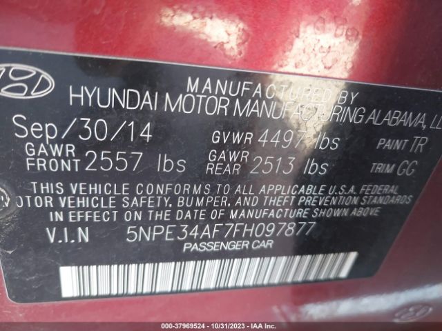 Photo 8 VIN: 5NPE34AF7FH097877 - HYUNDAI SONATA 