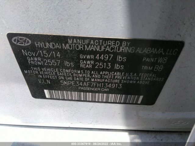 Photo 8 VIN: 5NPE34AF7FH134913 - HYUNDAI SONATA 