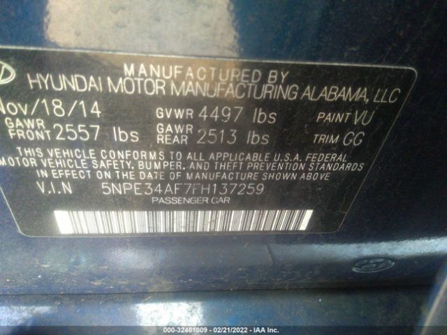 Photo 8 VIN: 5NPE34AF7FH137259 - HYUNDAI SONATA 