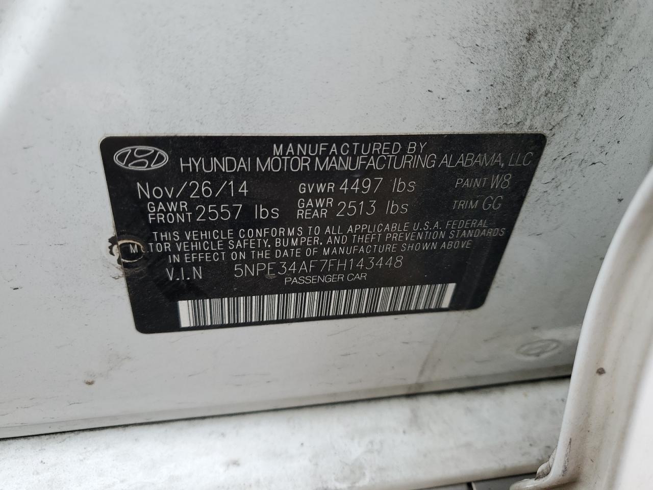 Photo 11 VIN: 5NPE34AF7FH143448 - HYUNDAI SONATA 