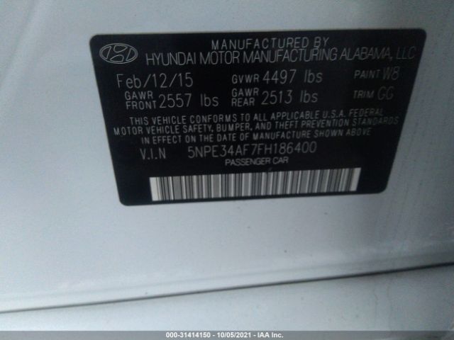 Photo 8 VIN: 5NPE34AF7FH186400 - HYUNDAI SONATA 