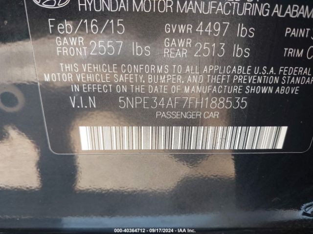 Photo 8 VIN: 5NPE34AF7FH188535 - HYUNDAI SONATA 