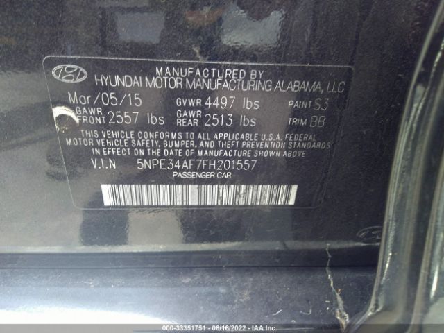 Photo 8 VIN: 5NPE34AF7FH201557 - HYUNDAI SONATA 