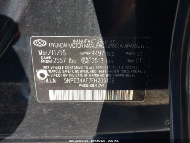 Photo 8 VIN: 5NPE34AF7FH205138 - HYUNDAI SONATA 