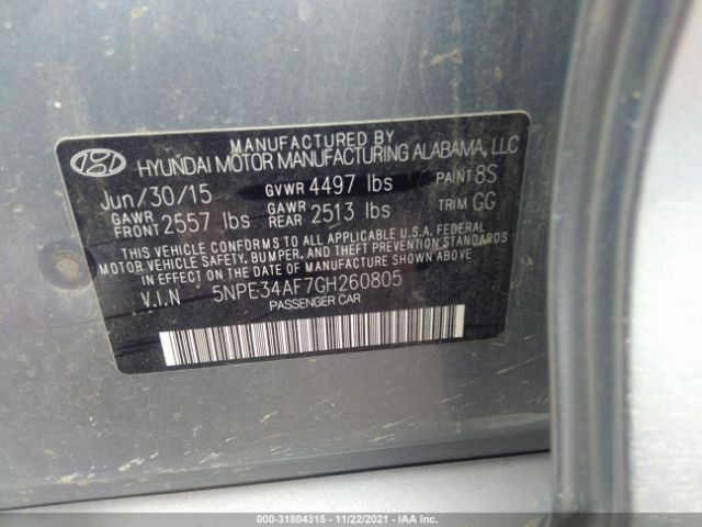 Photo 8 VIN: 5NPE34AF7GH260805 - HYUNDAI SONATA 