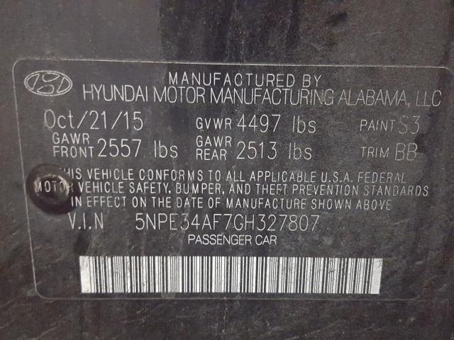 Photo 9 VIN: 5NPE34AF7GH327807 - HYUNDAI SONATA SPO 