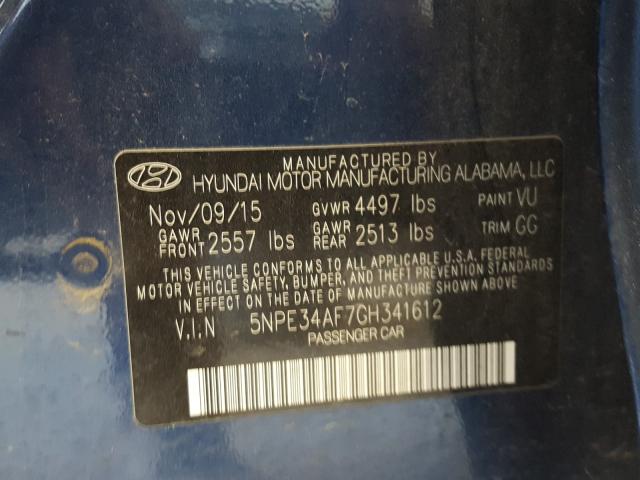 Photo 9 VIN: 5NPE34AF7GH341612 - HYUNDAI SONATA SPO 