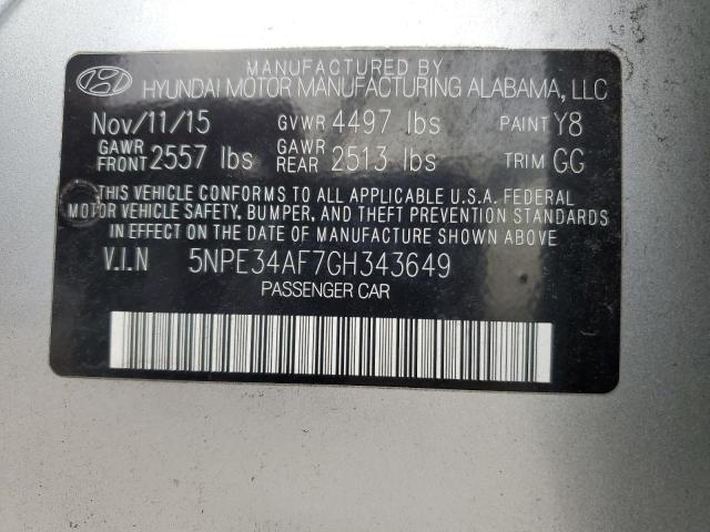 Photo 11 VIN: 5NPE34AF7GH343649 - HYUNDAI SONATA 