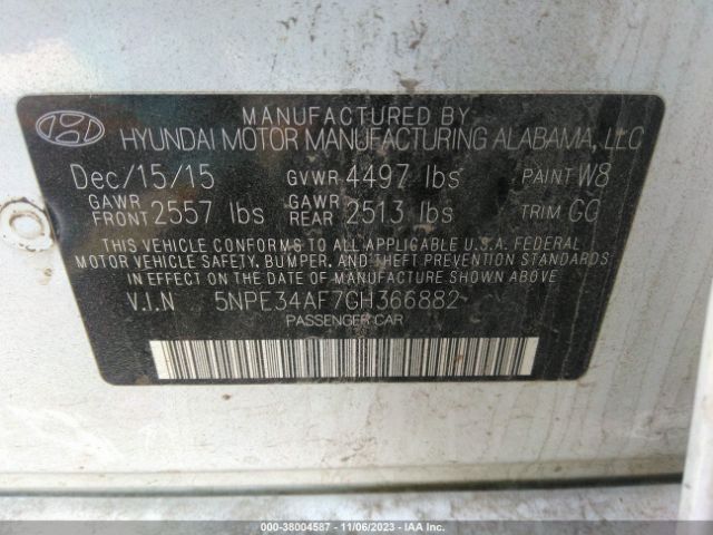 Photo 8 VIN: 5NPE34AF7GH366882 - HYUNDAI SONATA 