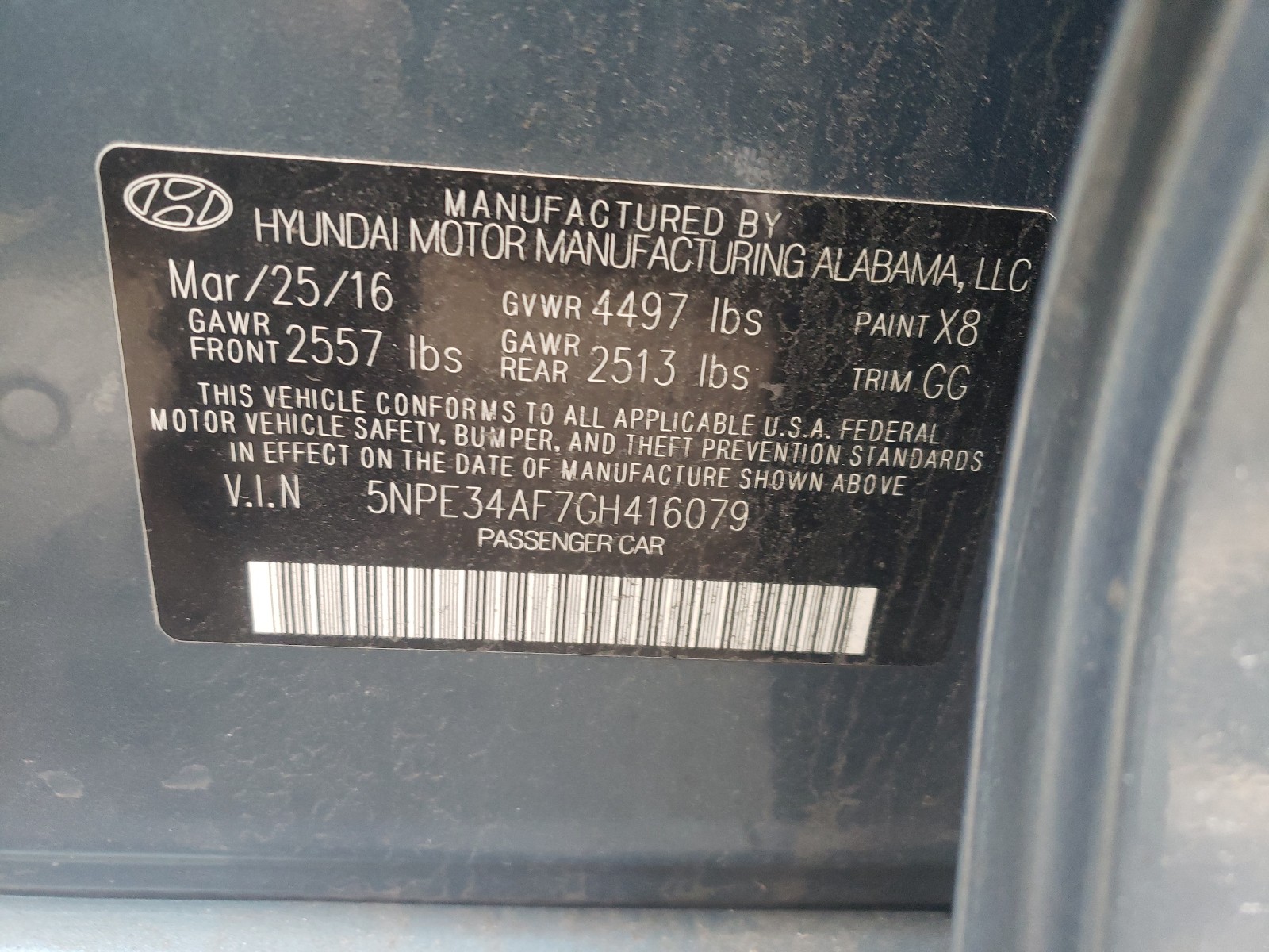 Photo 9 VIN: 5NPE34AF7GH416079 - HYUNDAI SONATA SPO 