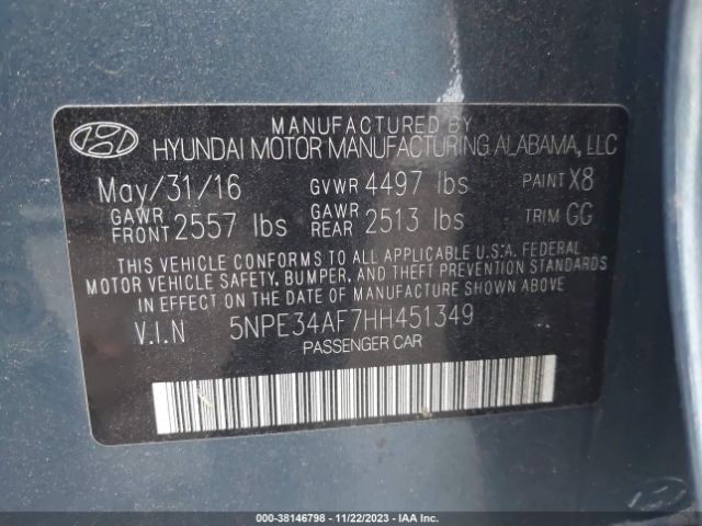 Photo 8 VIN: 5NPE34AF7HH451349 - HYUNDAI SONATA 