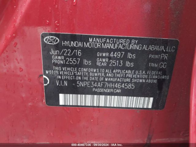 Photo 8 VIN: 5NPE34AF7HH464585 - HYUNDAI SONATA 