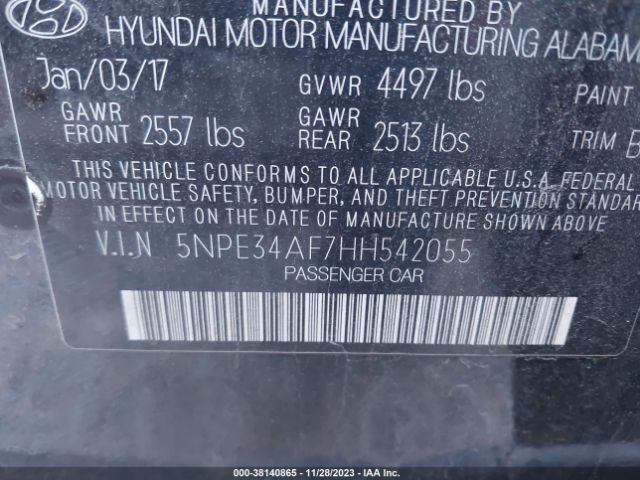 Photo 8 VIN: 5NPE34AF7HH542055 - HYUNDAI SONATA 