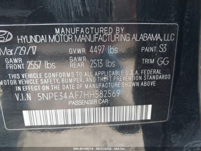 Photo 8 VIN: 5NPE34AF7HH582569 - HYUNDAI SONATA 