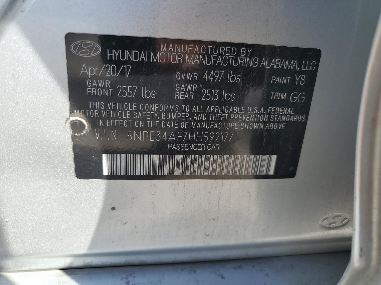 Photo 11 VIN: 5NPE34AF7HH592177 - HYUNDAI SONATA 