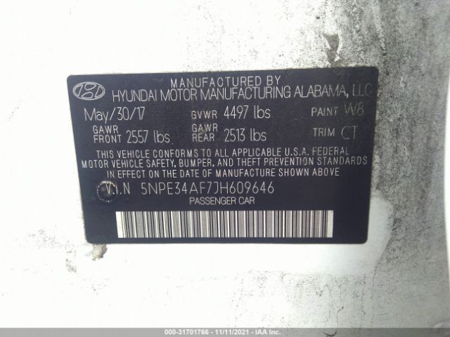 Photo 8 VIN: 5NPE34AF7JH609646 - HYUNDAI SONATA 