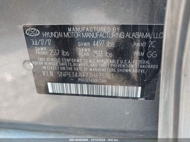 Photo 8 VIN: 5NPE34AF7JH625703 - HYUNDAI SONATA 