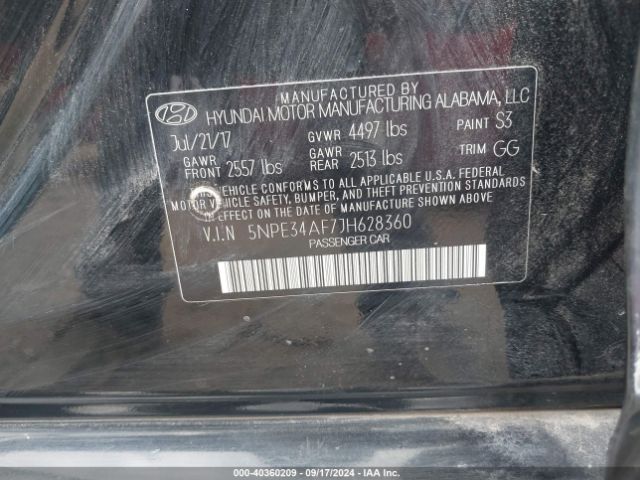 Photo 8 VIN: 5NPE34AF7JH628360 - HYUNDAI SONATA 