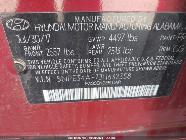 Photo 8 VIN: 5NPE34AF7JH632358 - HYUNDAI SONATA 