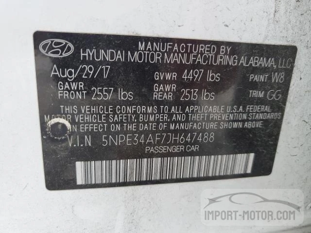 Photo 12 VIN: 5NPE34AF7JH647488 - HYUNDAI SONATA 