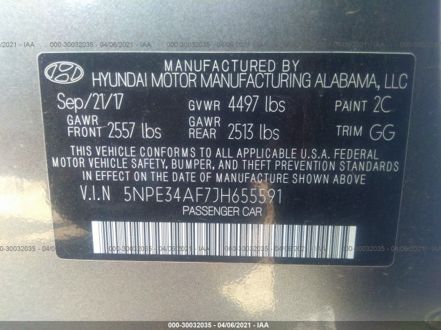 Photo 8 VIN: 5NPE34AF7JH655591 - HYUNDAI SONATA 