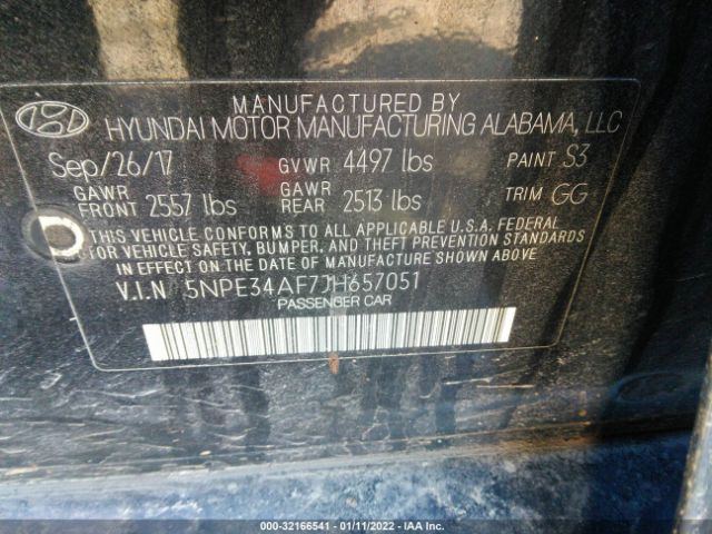 Photo 8 VIN: 5NPE34AF7JH657051 - HYUNDAI SONATA 