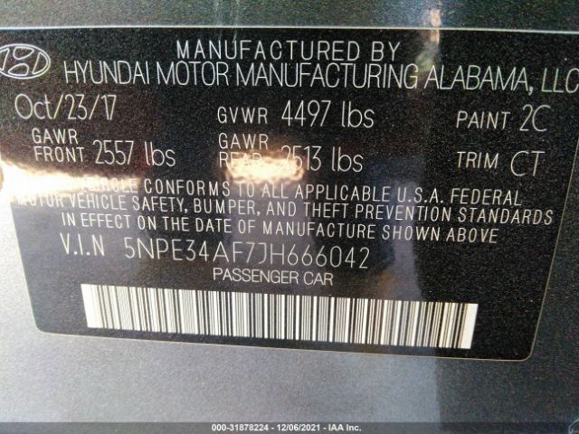 Photo 8 VIN: 5NPE34AF7JH666042 - HYUNDAI SONATA 