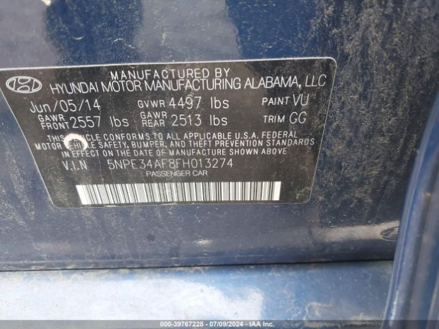 Photo 8 VIN: 5NPE34AF8FH013274 - HYUNDAI SONATA 