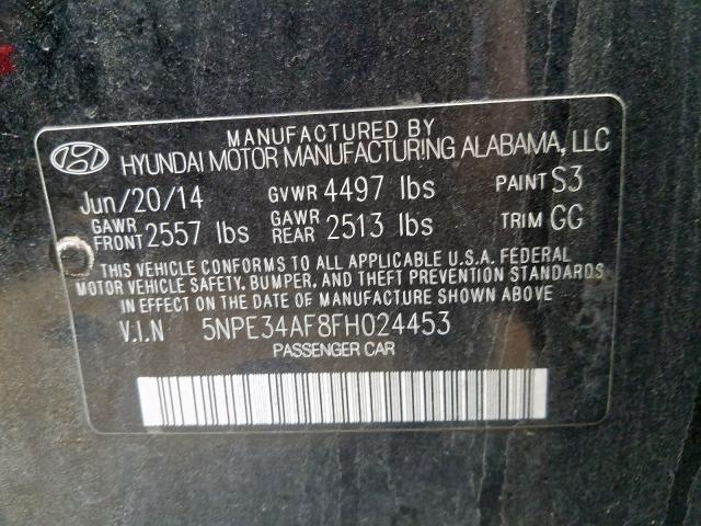 Photo 9 VIN: 5NPE34AF8FH024453 - HYUNDAI SONATA 