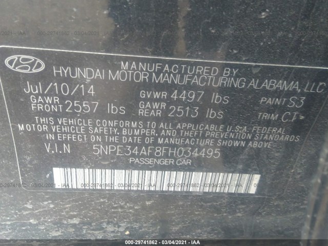 Photo 8 VIN: 5NPE34AF8FH034495 - HYUNDAI SONATA 