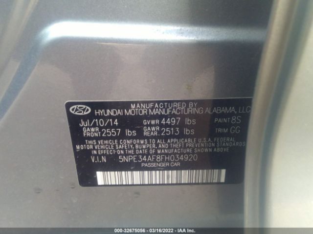 Photo 8 VIN: 5NPE34AF8FH034920 - HYUNDAI SONATA 